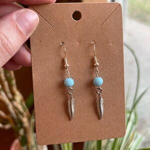 Blue & Silver Feather Earrings